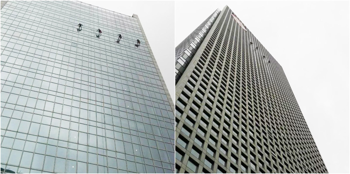 傲天鳥招商銀行大廈外墻清洗展示